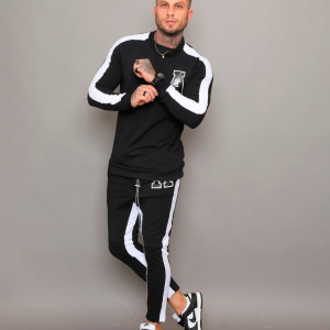 Conjunto de moletom Ayudarme Preto/Branco
